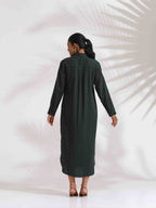 trueBrowns Green Cotton Shirt Dress | Grocsy