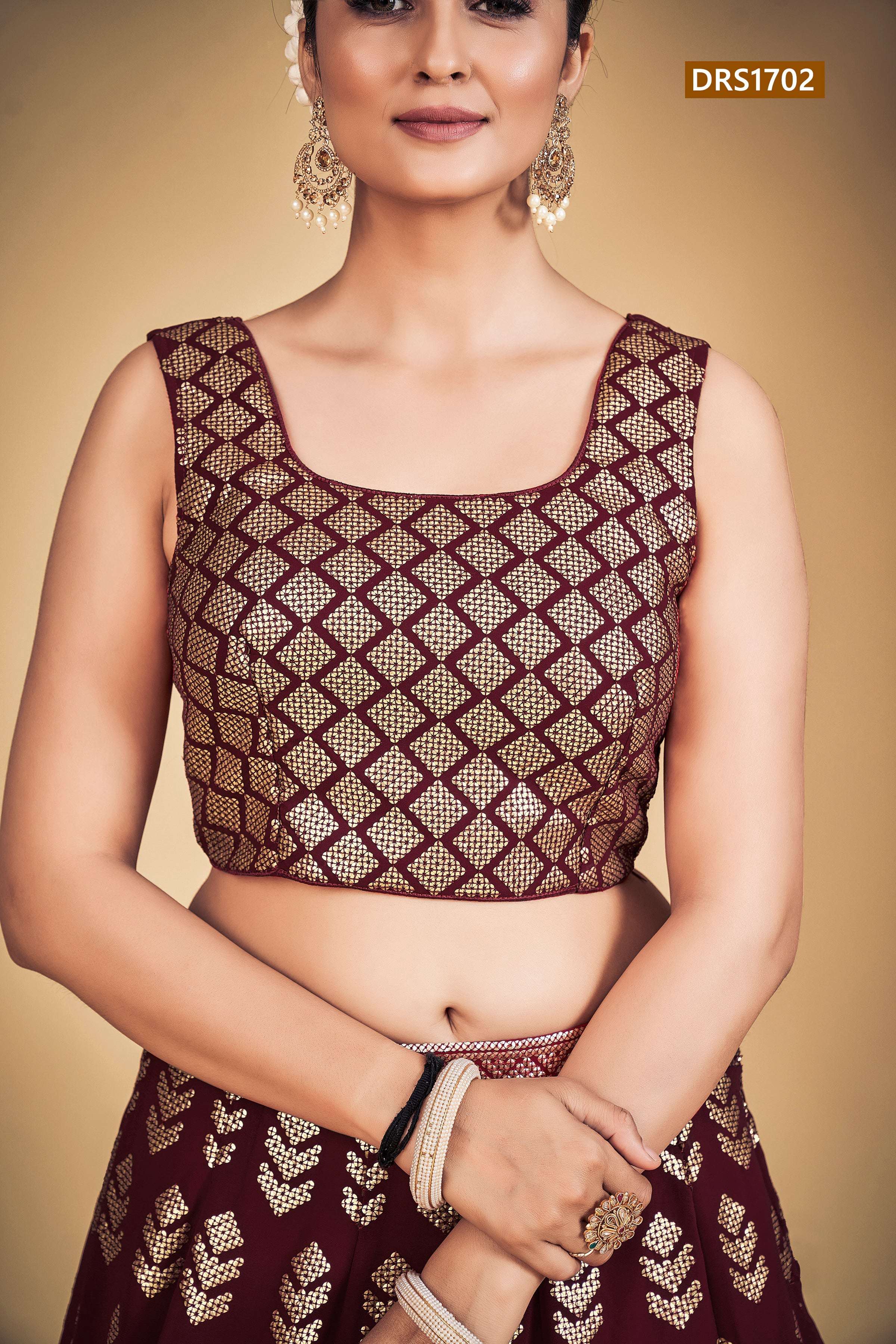 Myra Maroon Georgette Real Georgette Lehenga Choli | Grocsy