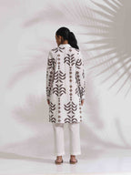 trueBrowns White Cotton Stripe Print Kurta Co-ord Set | Grocsy