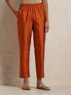 trueBrowns Orange Silk Kurta Co-ord Set | Grocsy