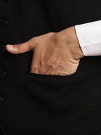 Even Apparels Men's Black Waistcoat with Notched Lapel | Grocsy