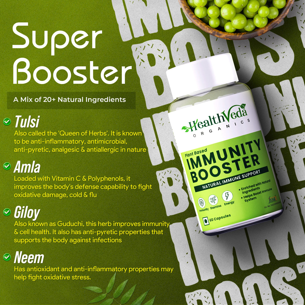 Health Veda Organics Natural Immunity Booster Capsules | Grocsy