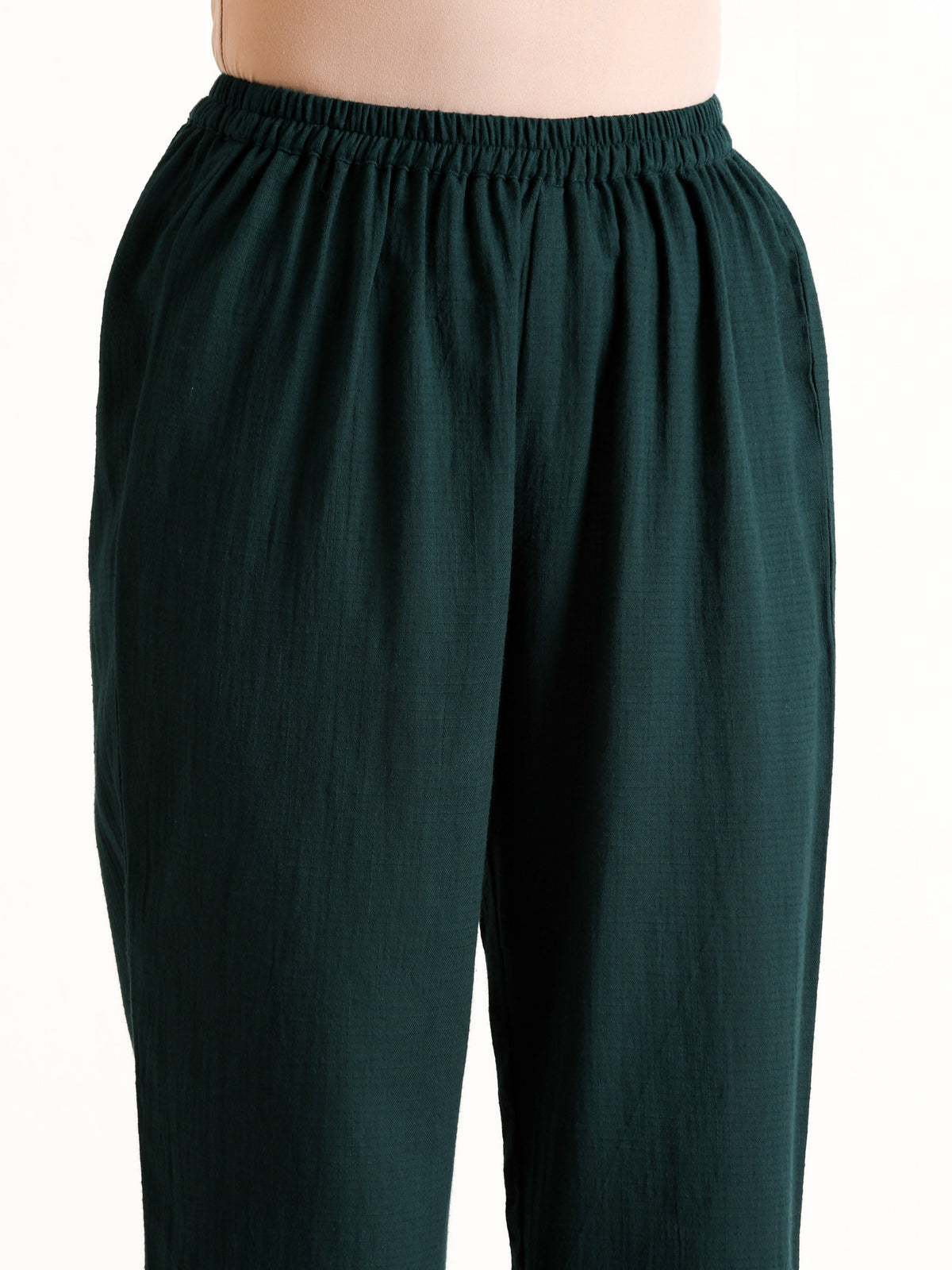 trueBrowns Dark Green Sleeveless Flared Kurta Pant Set | Grocsy