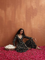 trueBrowns Green Foil Print Sharara Set | Grocsy
