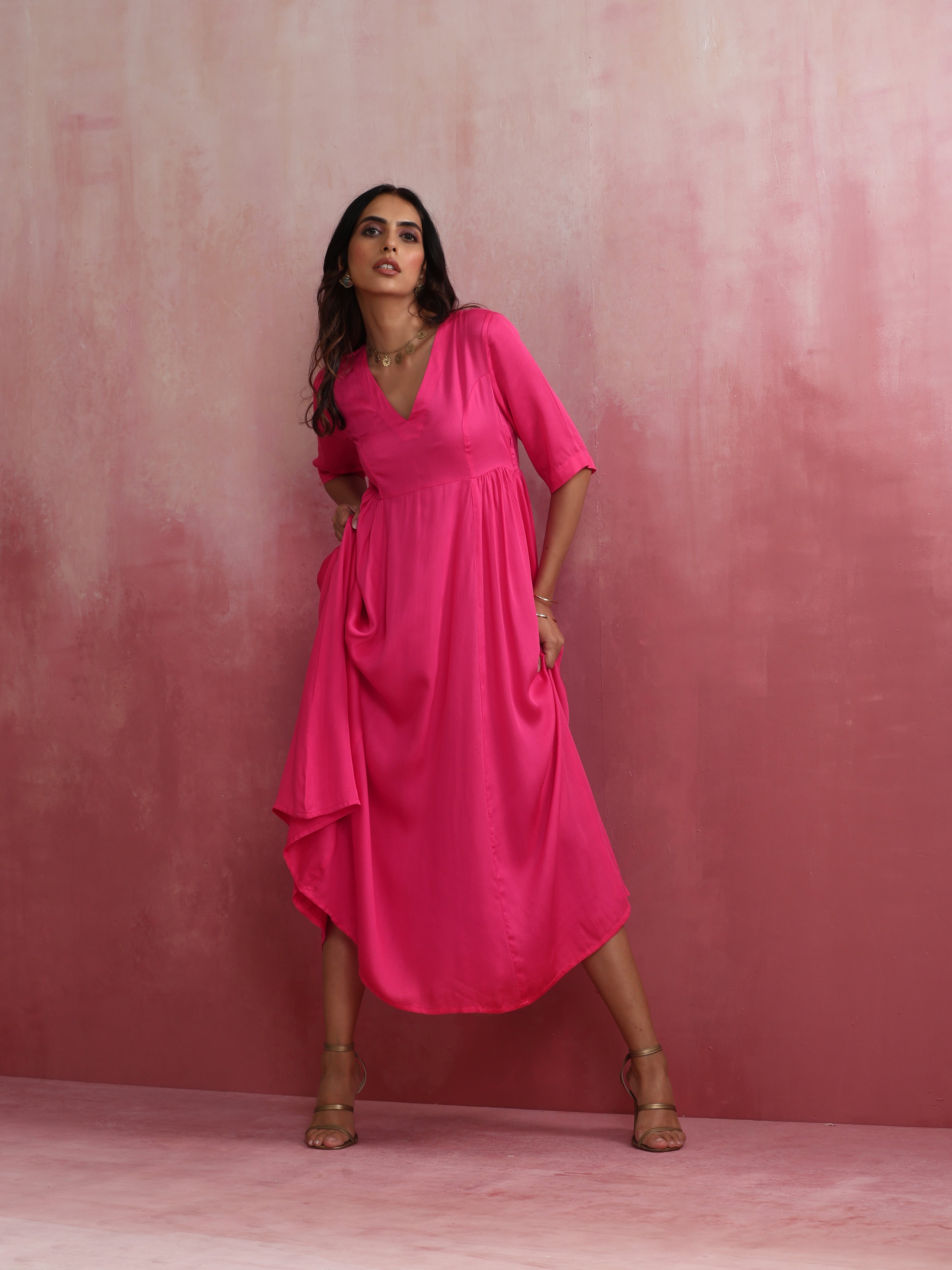 trueBrowns Modal Pink Dress | Grocsy