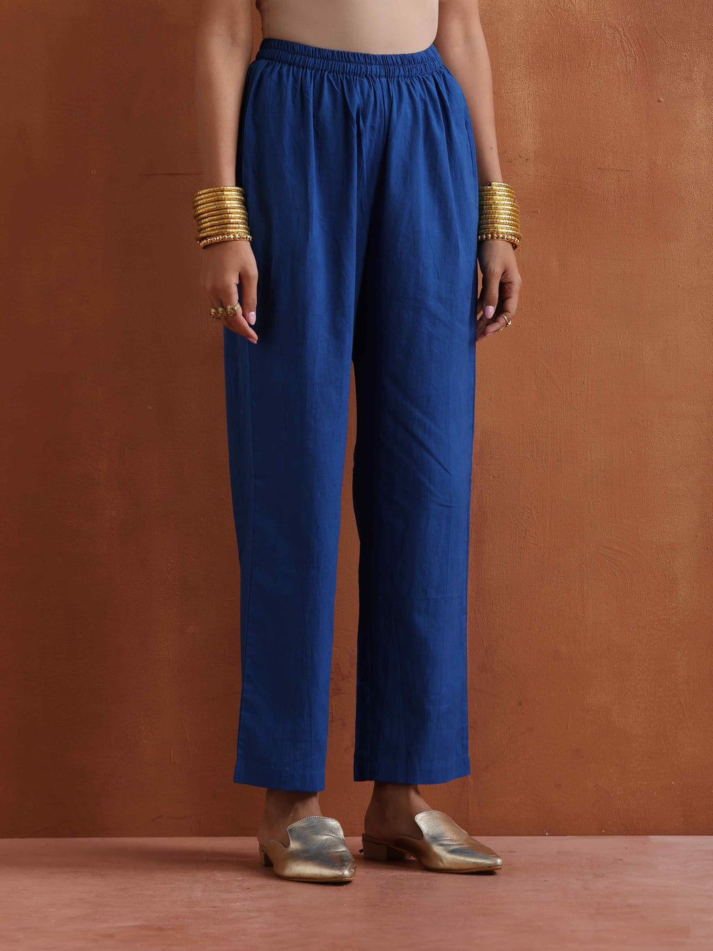 trueBrowns Blue Metallic Flared Anarkali Kurta Set | Grocsy