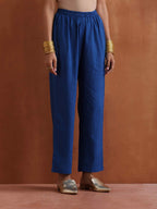 trueBrowns Blue Metallic Flared Anarkali Kurta Set | Grocsy