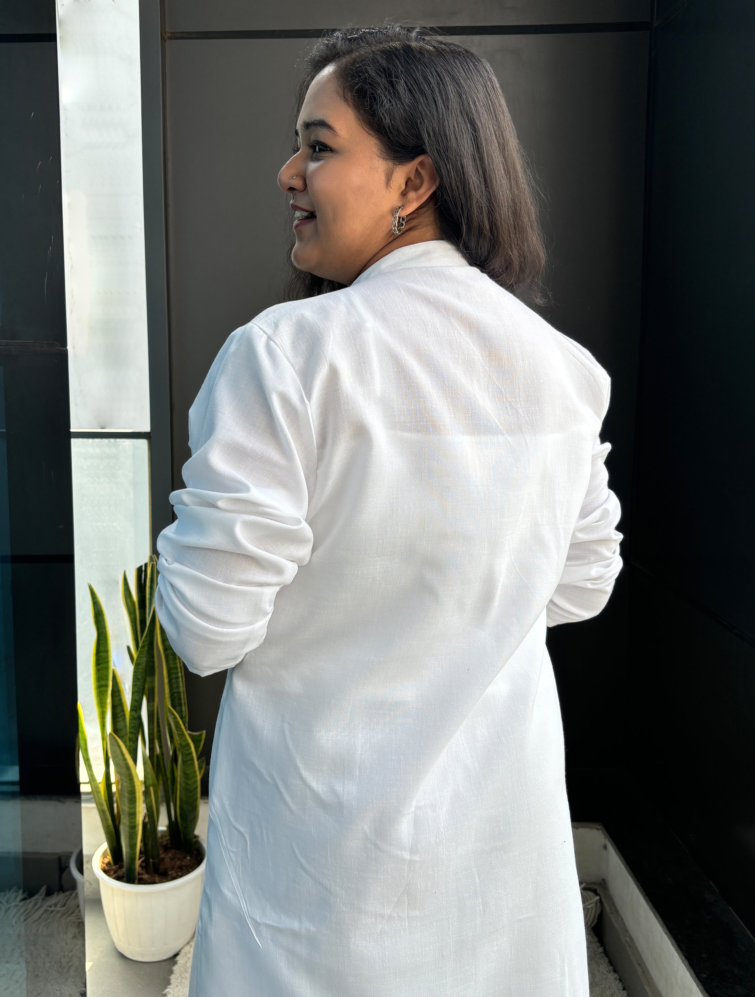 trueBrowns White Slub Kurta | Grocsy