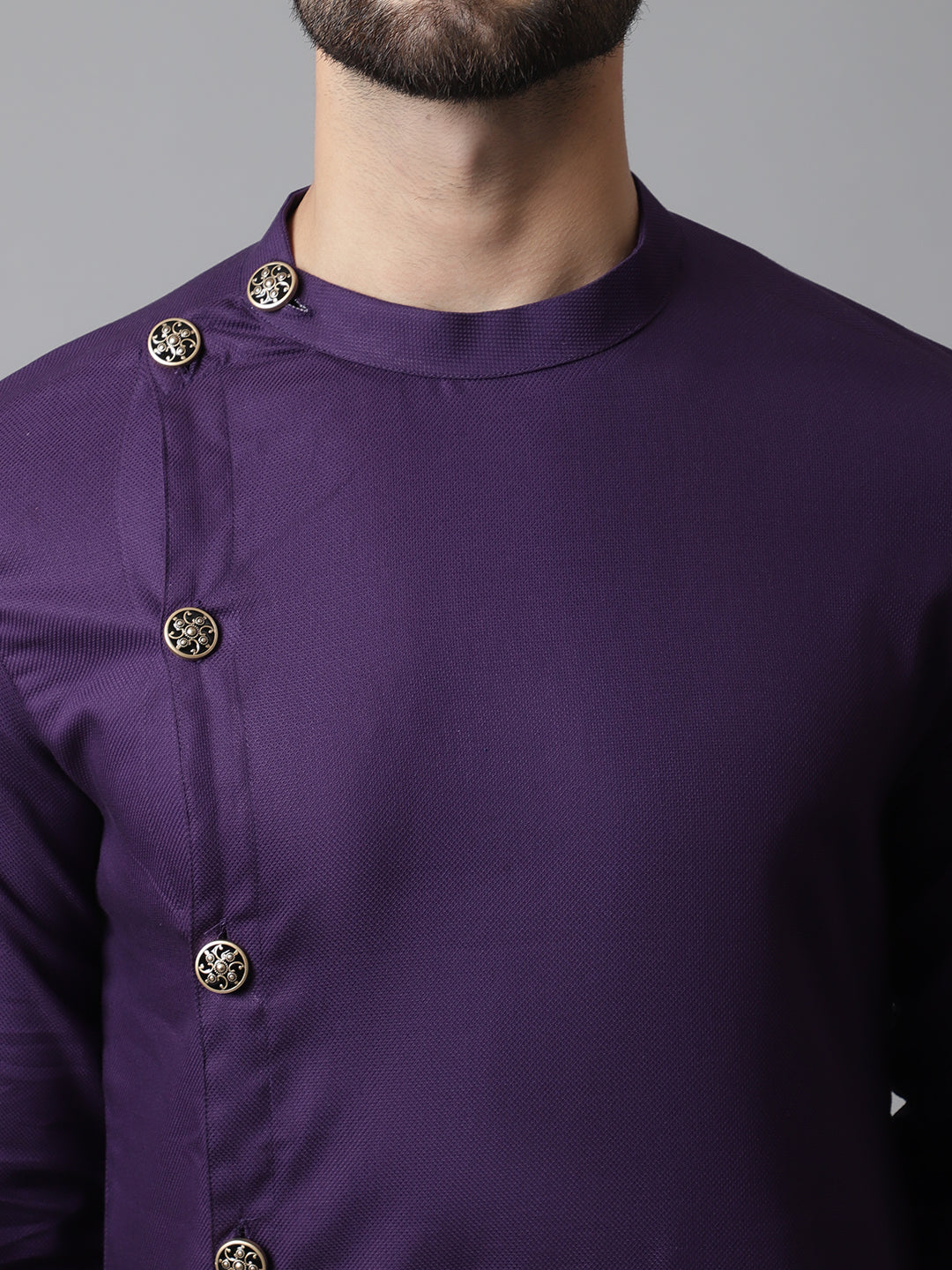 Even Apparels Purple Sherwani Kurta With Asymetrical Cut | Grocsy