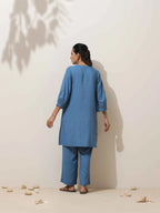 trueBrowns Blue Viscose Co-ord Set | Grocsy