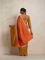 trueBrowns Orange Silk Ready To Wear Saree | Grocsy