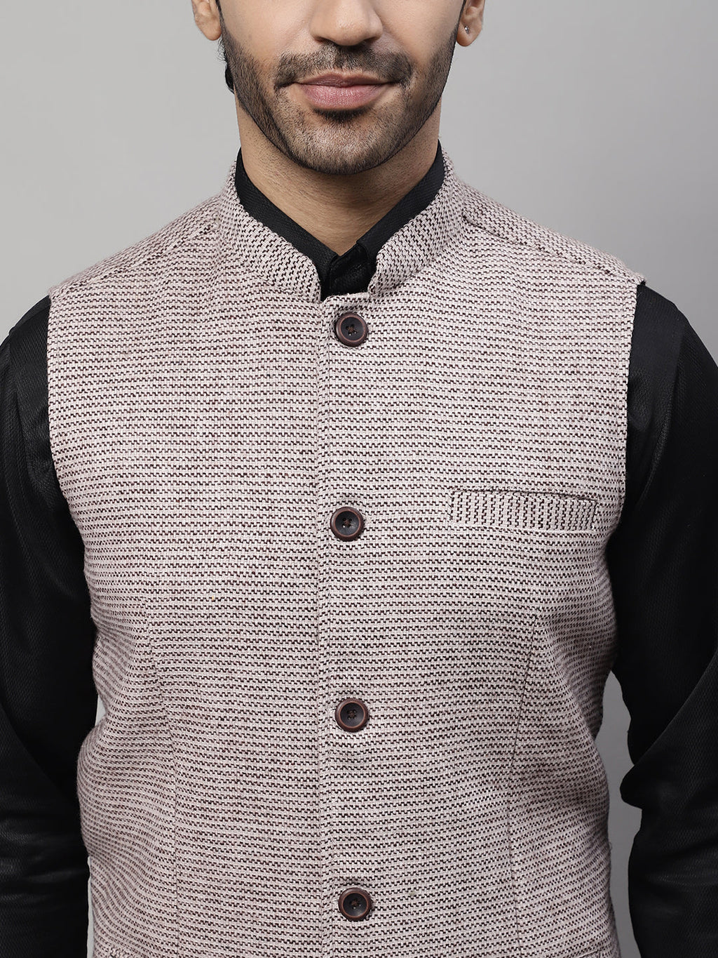 Even Apparels Men's Cream Pure Wool Nehru Jacket | Grocsy