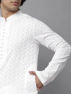 Fabmade Elegant Chikankari Embroidered Straight Kurta With Pyjama | Grocsy