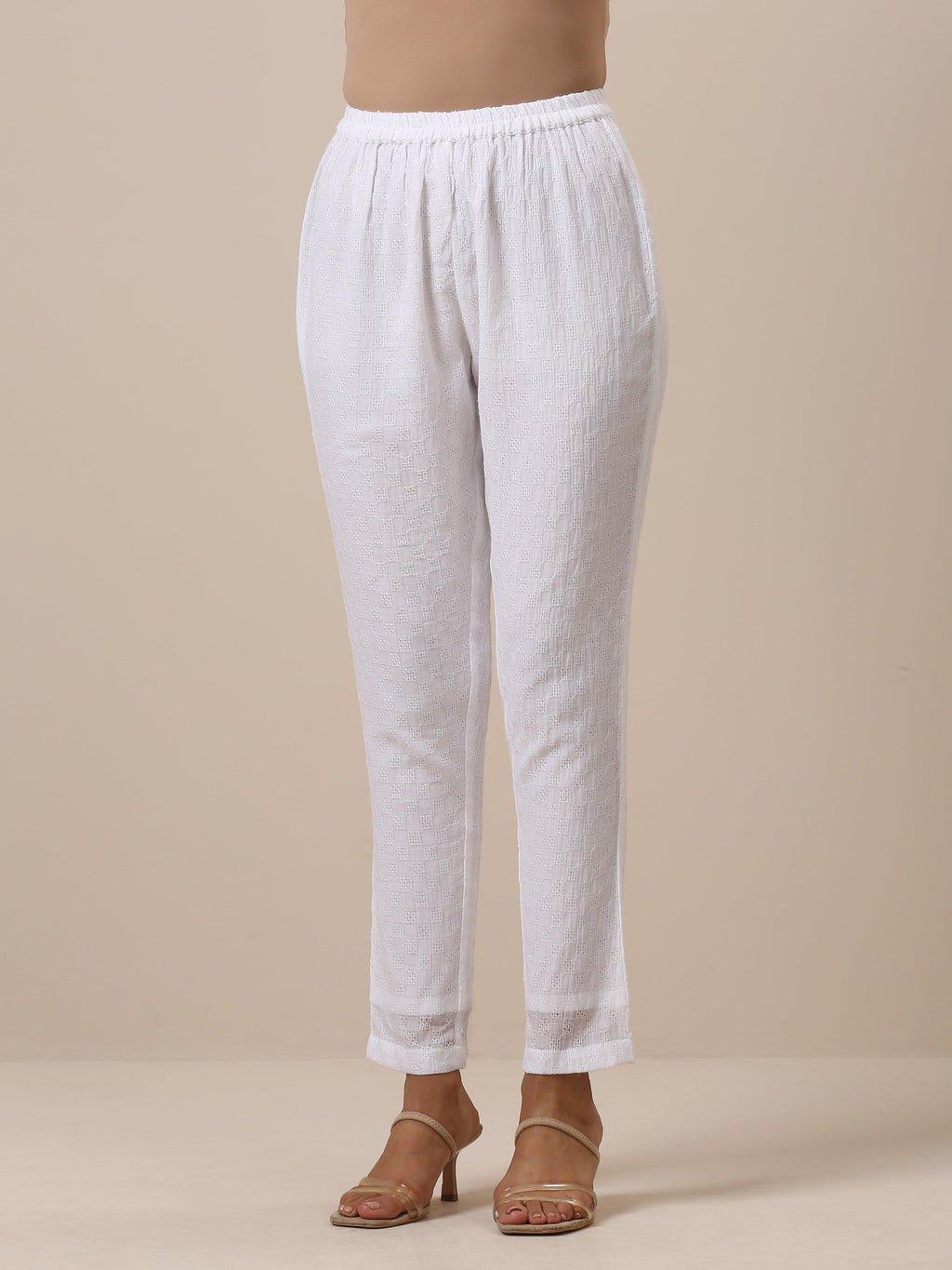 trueBrowns Cotton White Weave Collar Kurta Pant Set | Relove | Grocsy