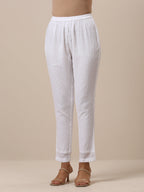 trueBrowns Cotton White Weave Collar Kurta Pant Set | Relove | Grocsy