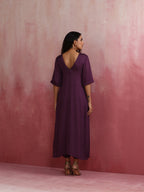 trueBrowns Purple Modal Pleated Kurta Set | Grocsy