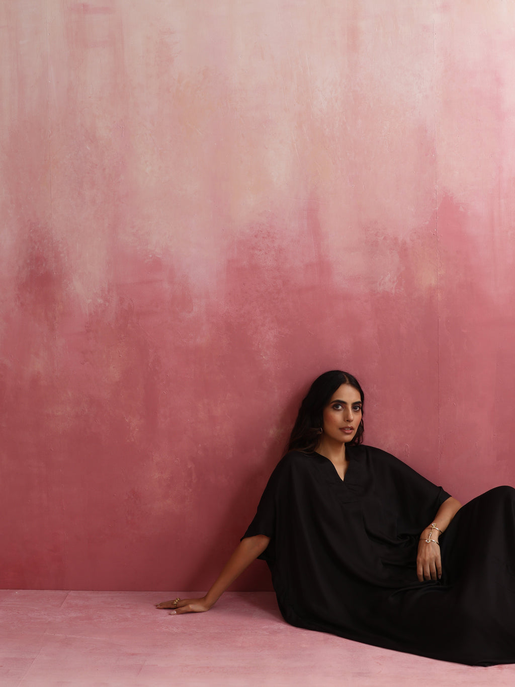 trueBrowns Black Modal Kaftan Kurta Set | Grocsy