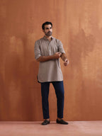trueBrowns Men's Beige Cotton Short Kurta | Grocsy