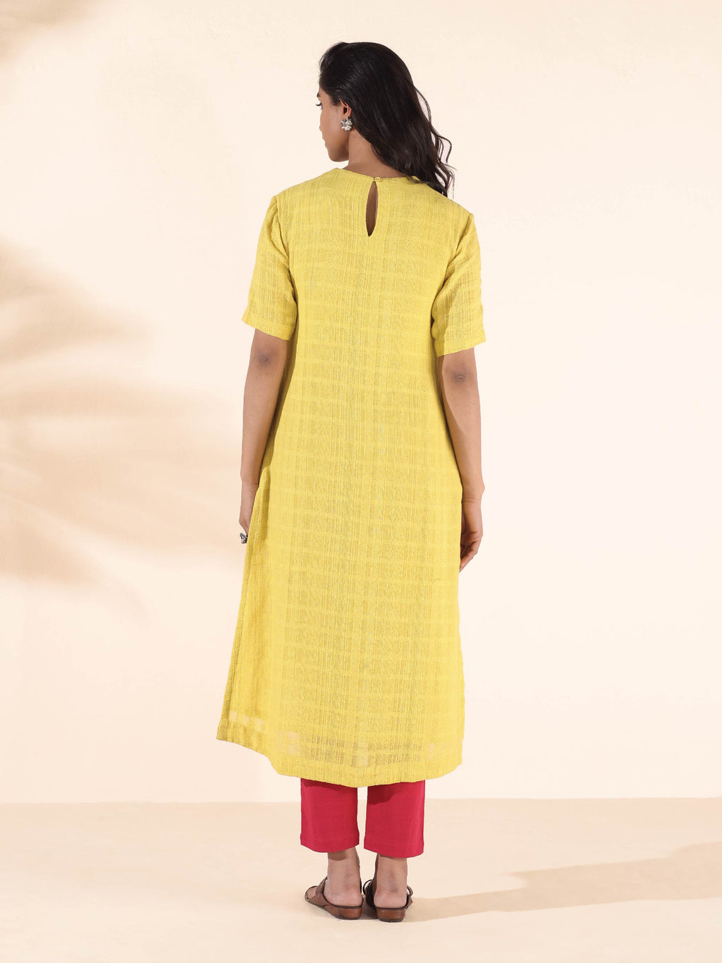 trueBrowns Lime Cotton Dobby Kurta Pant Set | Grocsy