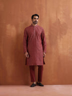 trueBrowns Men's Rust Cotton Dobby Kurta | Grocsy