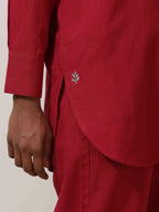 trueBrowns Maroon Cotton Linen Co-Ord Set | Grocsy