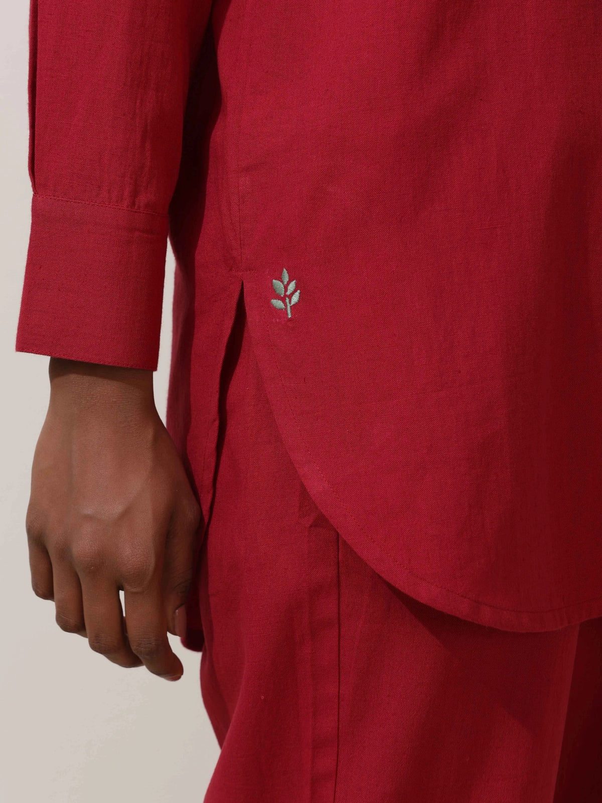 trueBrowns Maroon Cotton Linen Co-Ord Set | Grocsy