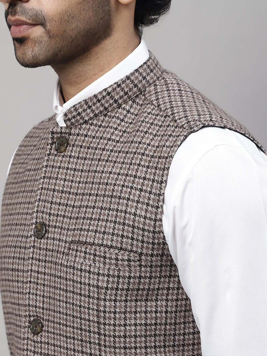 Even Apparels Men's Beige Pure Wool Nehru Jacket | Grocsy