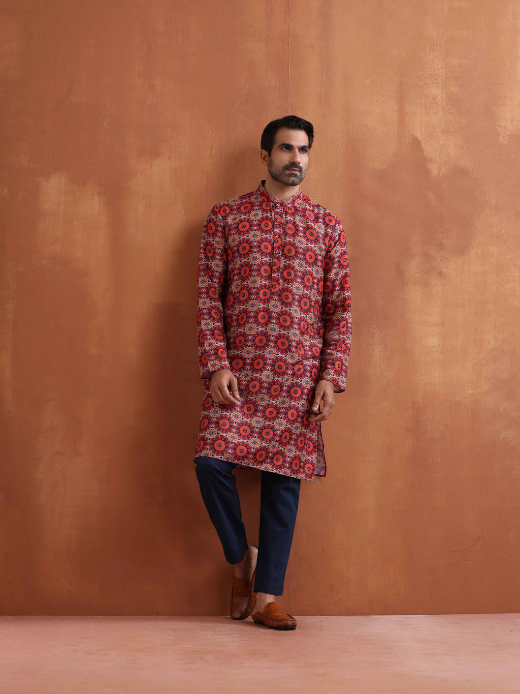 trueBrowns Men's Beige Printed Kurta | Grocsy