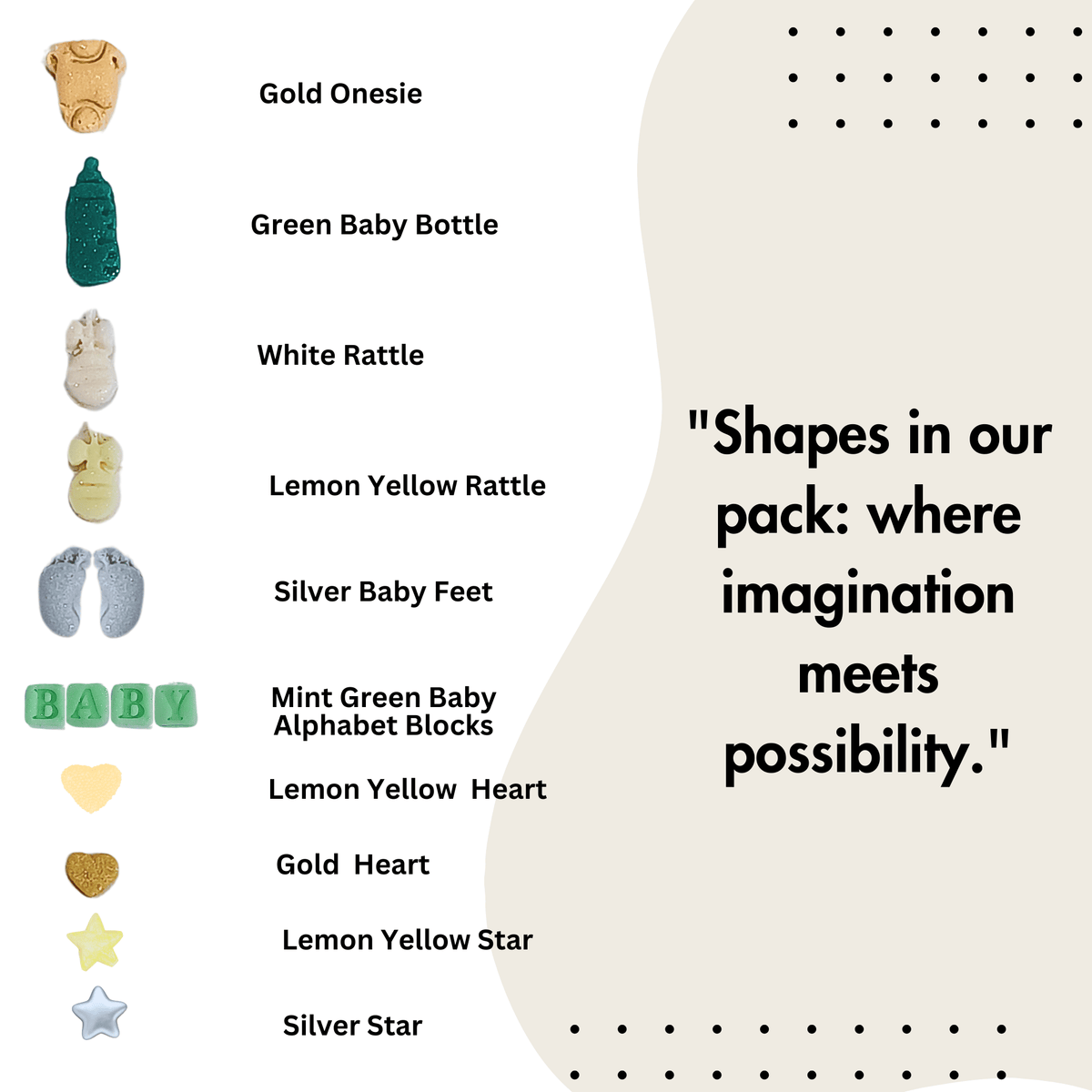 Confect Baby Shower Sprinkles | Mix Gold, Silver, Mint Green & Pearl Dragees Pack of 5 (BABY SHOWER -01) | Grocsy