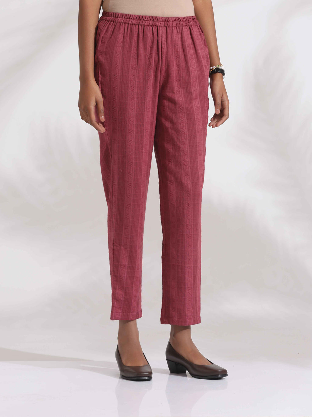 trueBrowns Maroon Cotton Flared Kurta Set | Grocsy