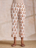 trueBrowns Yellow Overall Floral Block Print Cotton Sleeveless Kurta Pant Set | Grocsy