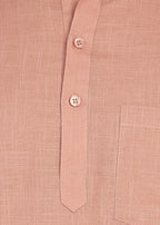 Fabmade Men’S Peach Linen Short Kurta Set | Grocsy