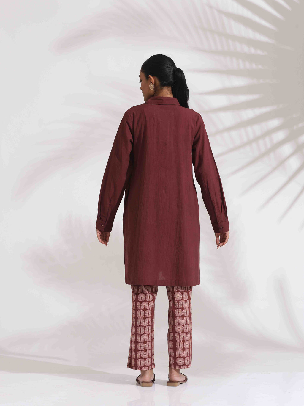 trueBrowns Brown Cotton Solid Kurta Co-ord Set | Grocsy