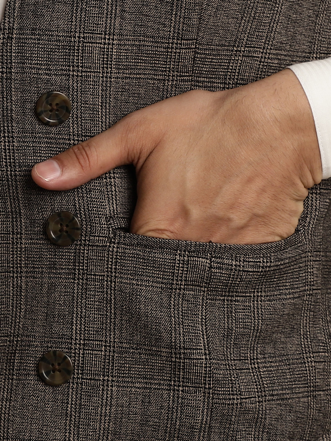 Even Apparels Men's Brown Double Breast Waistcoat | Grocsy