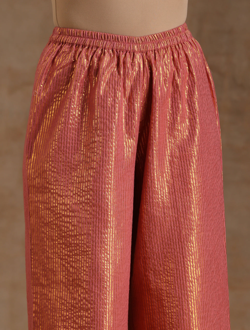 trueBrowns Blush Gold Cotton Anarkali Set | Grocsy