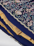 House of Panchhi Navy Blue Georgette Sequins, Mirror And Thread Embroidery Lehenga Choli & Dupatta | Grocsy