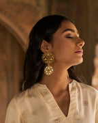 trueBrowns Gold-Polished Circle Drop Earrings | Grocsy