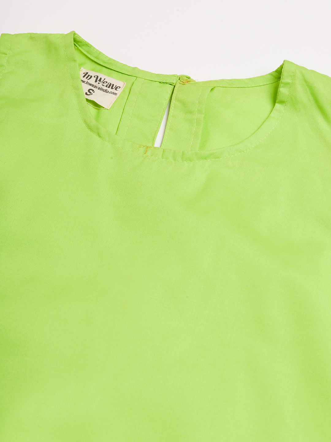 InWeave Women's Lime Green Short Kurta Palazzo Set | Grocsy