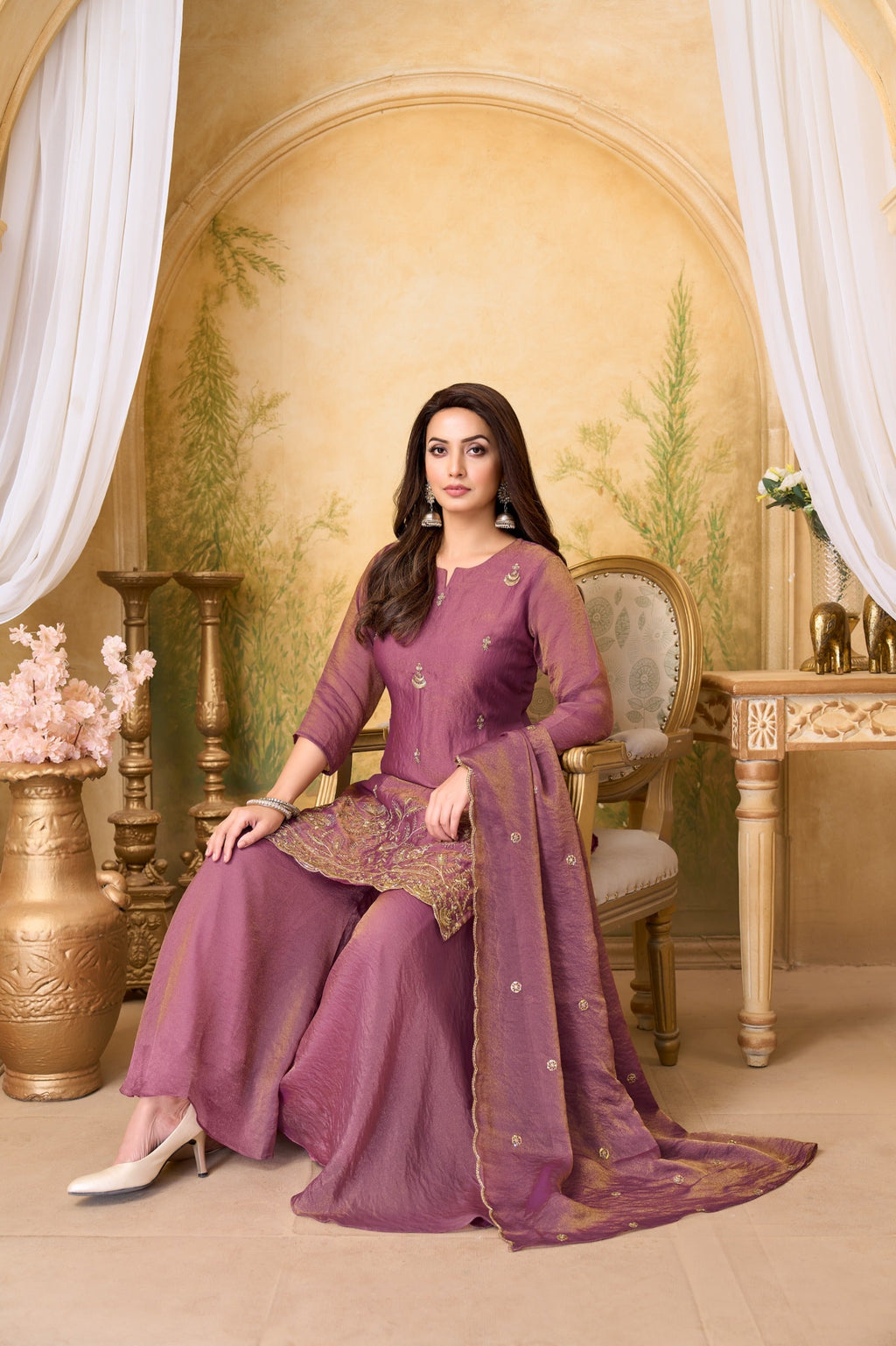 Anaita L Purple Silk Readymade Suit with Coding Work | Grocsy