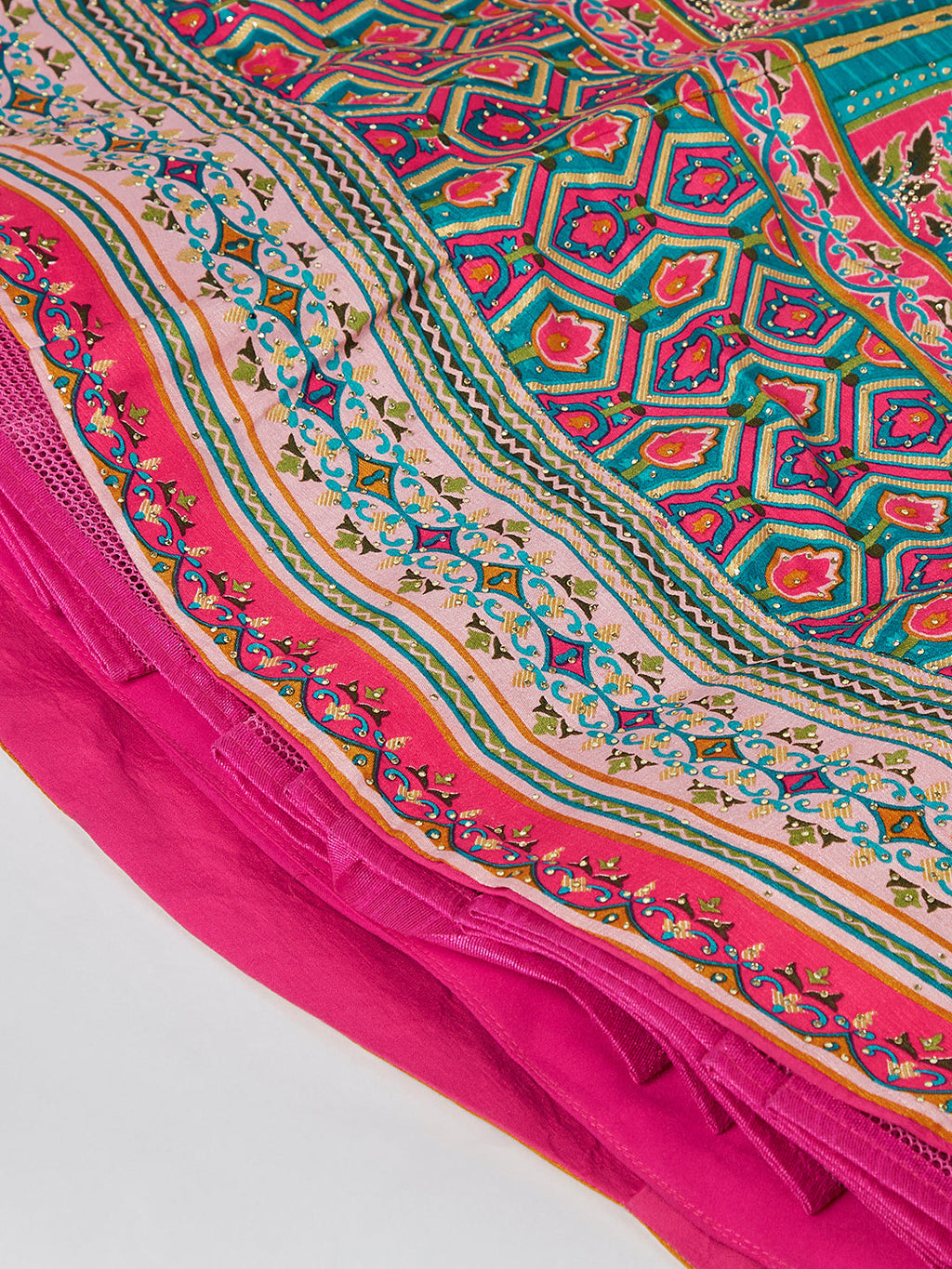 House of Panchhi Pink Pure Georgette Position Printing With Siroski Stone Work Lehenga Choli & Dupatta | Grocsy