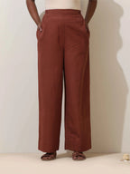 trueBrowns Brown Cotton Linen Co-Ord Set | Grocsy