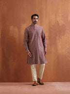 trueBrowns Men's Purple Cotton Dobby Kurta | Grocsy