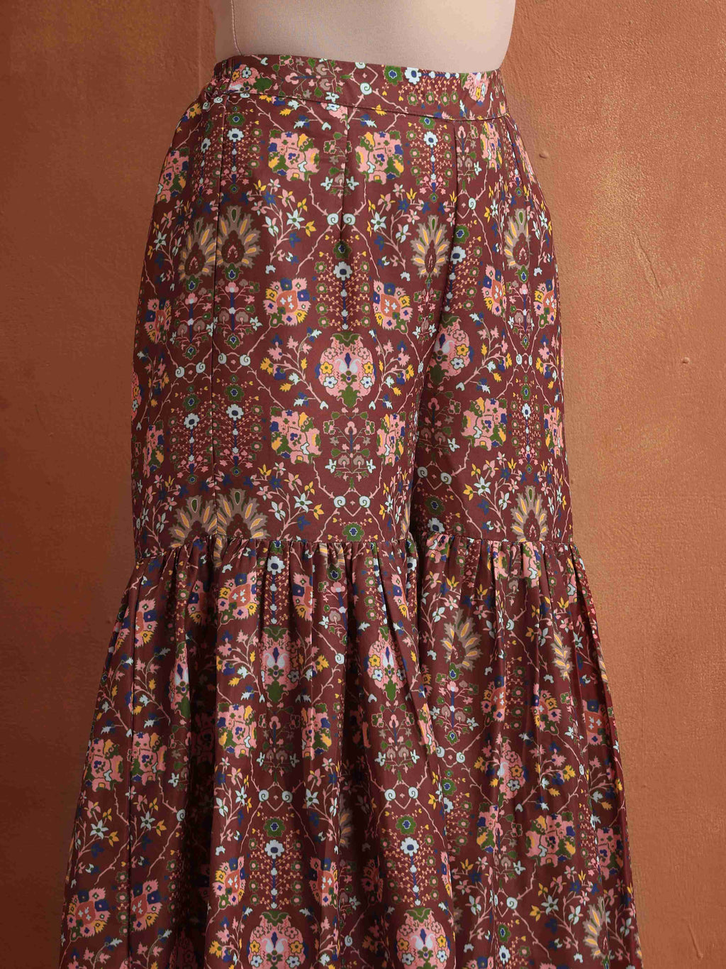 trueBrowns Brown Print Sharara Set | Grocsy