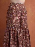 trueBrowns Brown Print Sharara Set | Grocsy