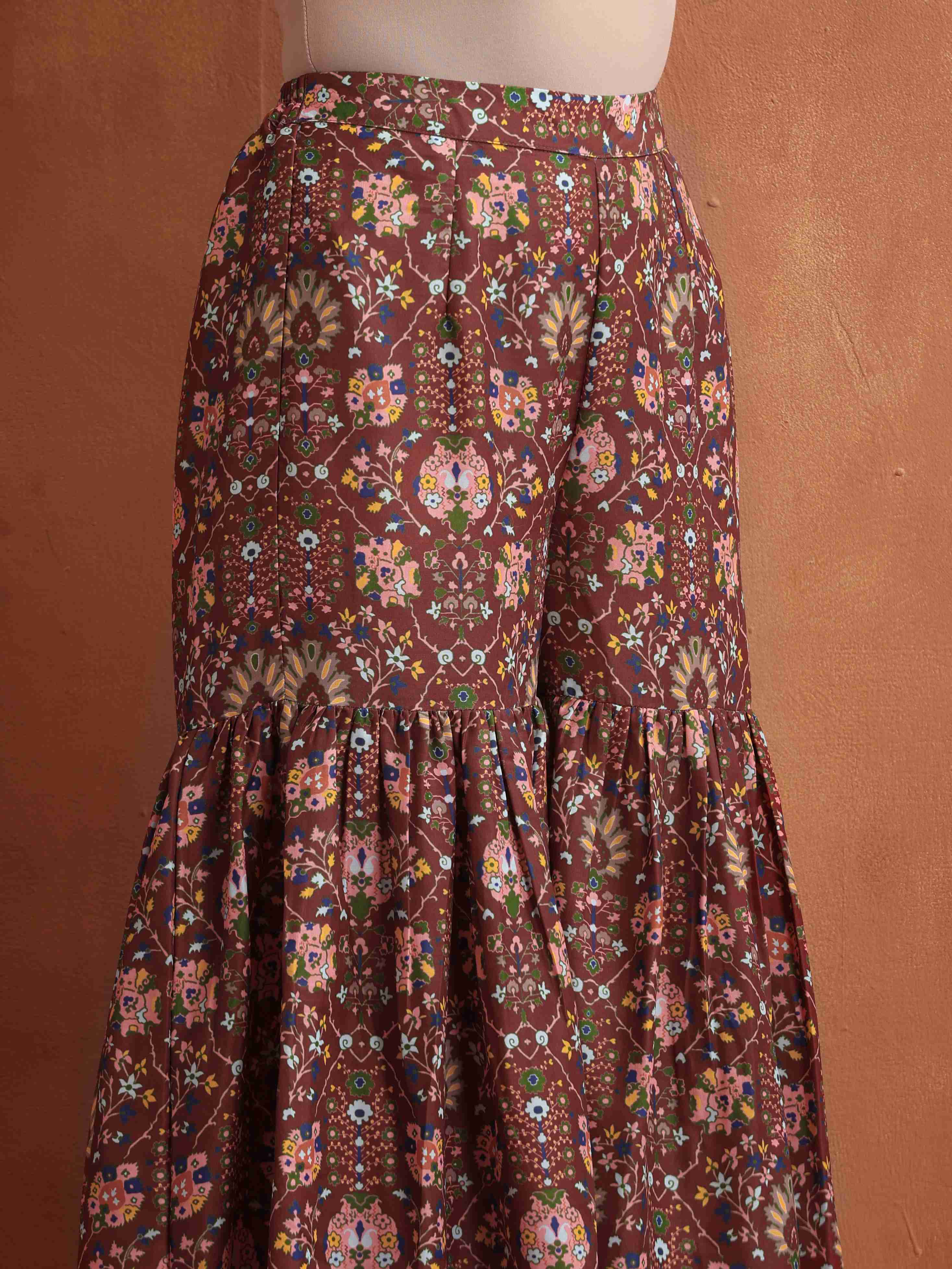 trueBrowns Brown Print Sharara Set | Grocsy