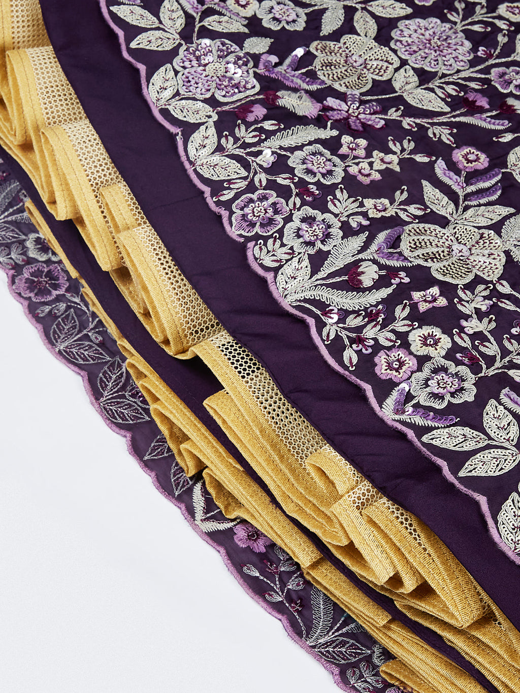 House of Panchhi Cream Net Cutdana, Sequins And Zarkan Embroidery Lehenga Choli & Dupatta | Grocsy