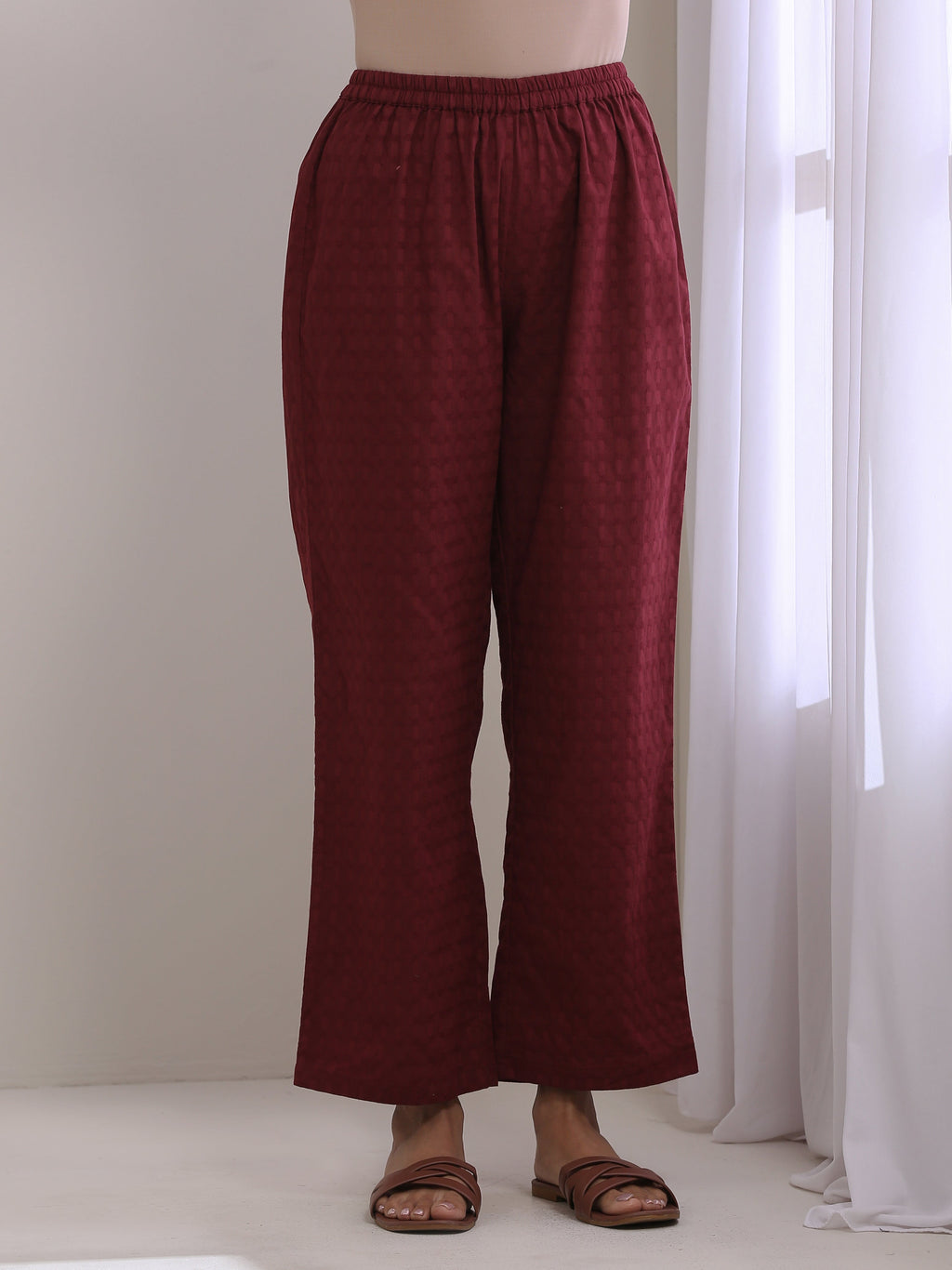trueBrowns Ruby Wine Dobby Collar Short Co-Ord Set | Grocsy