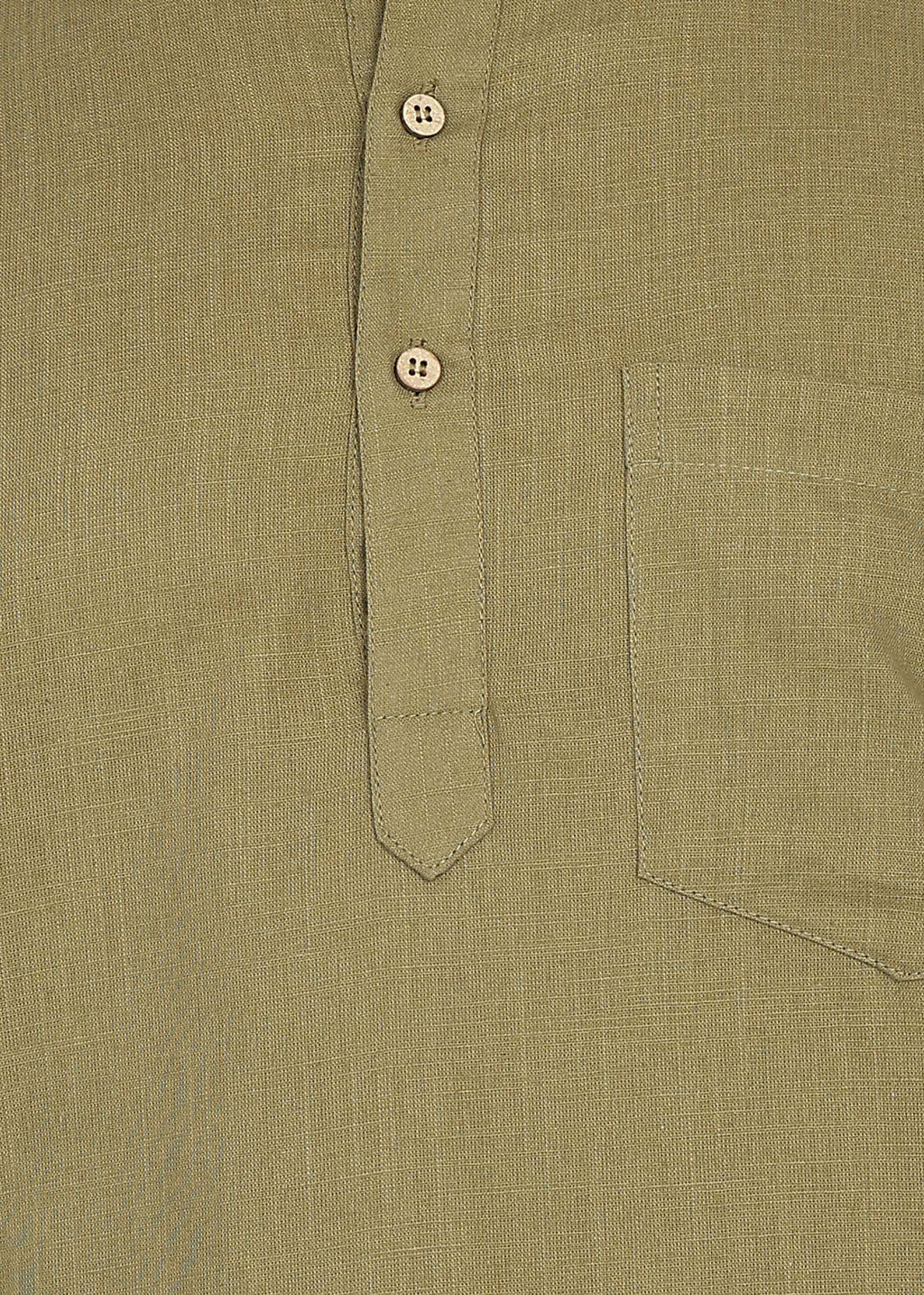 Fabmade Olive Root Linen Short Kurta | Grocsy