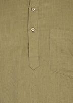 Fabmade Olive Root Linen Short Kurta | Grocsy