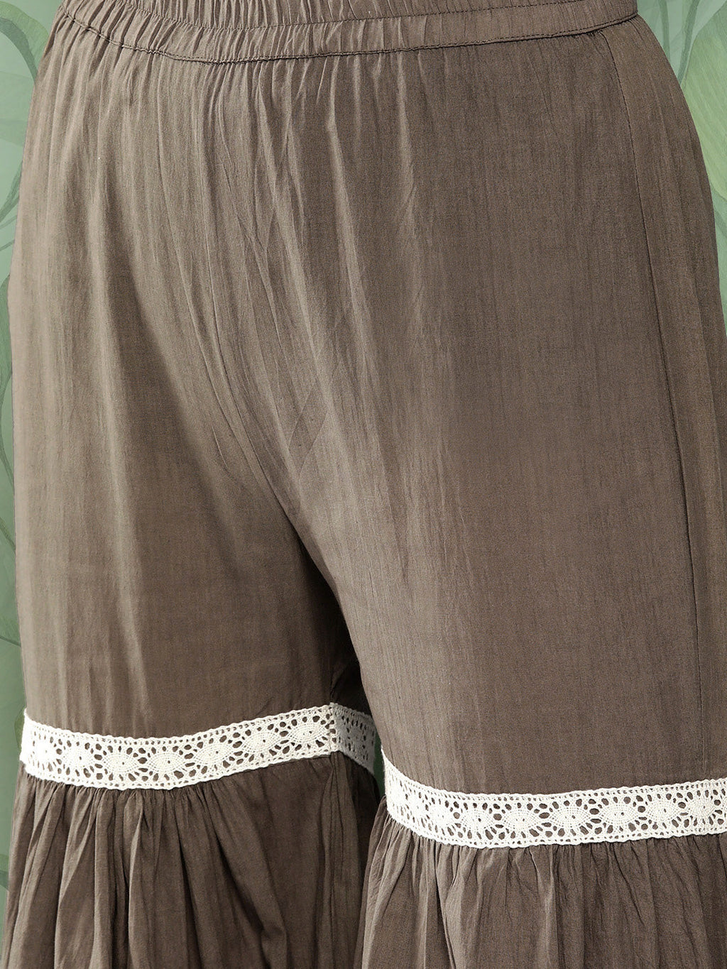 InWeave Women's Olive Shade Tropical Sharara Set | Grocsy
